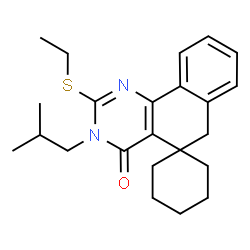 ChemSpider 2D Image | 2-(Ethylsulfanyl)-3-isobutyl-3H-spiro[benzo[h]quinazoline-5,1'-cyclohexan]-4(6H)-one | C23H30N2OS