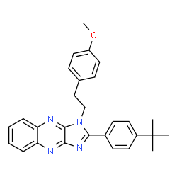 ChemSpider 2D Image | 1-[2-(4-Methoxyphenyl)ethyl]-2-[4-(2-methyl-2-propanyl)phenyl]-1H-imidazo[4,5-b]quinoxaline | C28H28N4O