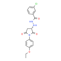ChemSpider 2D Image | 3-Chloro-N'-[(3S)-1-(4-ethoxyphenyl)-2,5-dioxo-3-pyrrolidinyl]benzohydrazide | C19H18ClN3O4