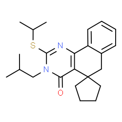 ChemSpider 2D Image | 3-Isobutyl-2-(isopropylsulfanyl)-3H-spiro[benzo[h]quinazoline-5,1'-cyclopentan]-4(6H)-one | C23H30N2OS