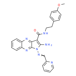 ChemSpider 2D Image | 2-Amino-N-[2-(4-methoxyphenyl)ethyl]-1-[(2-pyridinylmethylene)amino]-1H-pyrrolo[2,3-b]quinoxaline-3-carboxamide | C26H23N7O2