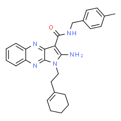 ChemSpider 2D Image | 2-Amino-1-[2-(1-cyclohexen-1-yl)ethyl]-N-(4-methylbenzyl)-1H-pyrrolo[2,3-b]quinoxaline-3-carboxamide | C27H29N5O
