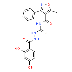 ChemSpider 2D Image | N-{[2-(2,4-Dihydroxybenzoyl)hydrazino]carbonothioyl}-5-methyl-3-phenyl-1,2-oxazole-4-carboxamide | C19H16N4O5S