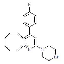 ChemSpider 2D Image | 4-(4-Fluorophenyl)-2-(1-piperazinyl)-5,6,7,8,9,10-hexahydrocycloocta[b]pyridine | C21H26FN3