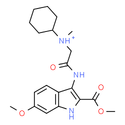 ChemSpider 2D Image | N-(2-{[6-Methoxy-2-(methoxycarbonyl)-1H-indol-3-yl]amino}-2-oxoethyl)-N-methylcyclohexanaminium | C20H28N3O4