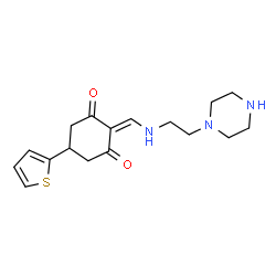 ChemSpider 2D Image | 2-({[2-(1-Piperazinyl)ethyl]amino}methylene)-5-(2-thienyl)-1,3-cyclohexanedione | C17H23N3O2S