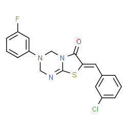 ChemSpider 2D Image | (7Z)-7-(3-Chlorobenzylidene)-3-(3-fluorophenyl)-3,4-dihydro-2H-[1,3]thiazolo[3,2-a][1,3,5]triazin-6(7H)-one | C18H13ClFN3OS