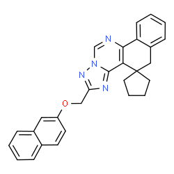 ChemSpider 2D Image | 2-[(2-Naphthyloxy)methyl]-5H-spiro[benzo[h][1,2,4]triazolo[1,5-c]quinazoline-4,1'-cyclopentane] | C28H24N4O