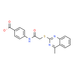 ChemSpider 2D Image | 4-({[(4-Methyl-2-quinazolinyl)sulfanyl]acetyl}amino)benzoate | C18H14N3O3S