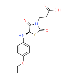 ChemSpider 2D Image | 3-{(5R)-5-[(4-Ethoxyphenyl)amino]-2,4-dioxo-1,3-thiazolidin-3-yl}propanoic acid | C14H16N2O5S
