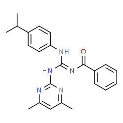 ChemSpider 2D Image | N-{(E)-[(4,6-Dimethyl-2-pyrimidinyl)amino][(4-isopropylphenyl)amino]methylene}benzamide | C23H25N5O