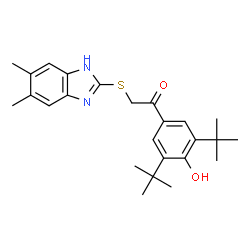 ChemSpider 2D Image | 1-(3,5-di-tert-butyl-4-hydroxyphenyl)-2-[(5,6-dimethyl-1H-benzimidazol-2-yl)sulfanyl]ethanone | C25H32N2O2S