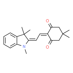 ChemSpider 2D Image | 5,5-Dimethyl-2-[(2E)-2-(1,3,3-trimethyl-1,3-dihydro-2H-indol-2-ylidene)ethylidene]-1,3-cyclohexanedione | C21H25NO2