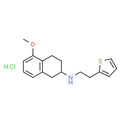 ChemSpider 2D Image | 5-Methoxy-N-[2-(2-thienyl)ethyl]-1,2,3,4-tetrahydronaphthalen-2-aminhydrochlorid(1:1) | C17H22ClNOS