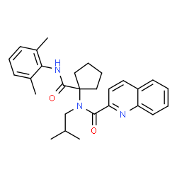 ChemSpider 2D Image | N-{1-[(2,6-Dimethylphenyl)carbamoyl]cyclopentyl}-N-isobutyl-2-quinolinecarboxamide | C28H33N3O2