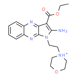 ChemSpider 2D Image | 4-{2-[2-Amino-3-(ethoxycarbonyl)-1H-pyrrolo[2,3-b]quinoxalin-1-yl]ethyl}morpholin-4-ium | C19H24N5O3
