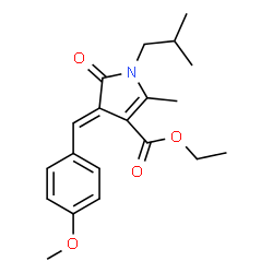 ChemSpider 2D Image | Ethyl (4E)-1-isobutyl-4-(4-methoxybenzylidene)-2-methyl-5-oxo-4,5-dihydro-1H-pyrrole-3-carboxylate | C20H25NO4