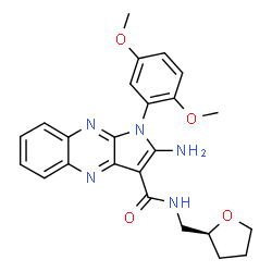 ChemSpider 2D Image | 2-Amino-1-(2,5-dimethoxyphenyl)-N-[(2S)-tetrahydro-2-furanylmethyl]-1H-pyrrolo[2,3-b]quinoxaline-3-carboxamide | C24H25N5O4