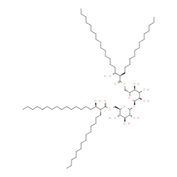 ChemSpider 2D Image | 6-O-[(2R,3R)-3-Hydroxy-2-tetradecyloctadecanoyl]-alpha-D-glucopyranosyl 6-O-[(2R,3R)-3-hydroxy-2-tetradecyloctadecanoyl]-alpha-D-glucopyranoside | C76H146O15