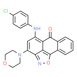 ChemSpider 2D Image | 5-[(4-Chlorophenyl)amino]-3-(4-morpholinyl)-6H-anthra[1,9-cd][1,2]oxazol-6-one | C24H18ClN3O3