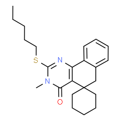 ChemSpider 2D Image | 3-Methyl-2-(pentylsulfanyl)-3H-spiro[benzo[h]quinazoline-5,1'-cyclohexan]-4(6H)-one | C23H30N2OS