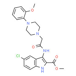 ChemSpider 2D Image | Methyl 5-chloro-3-({[4-(2-methoxyphenyl)-1-piperazinyl]acetyl}amino)-1H-indole-2-carboxylate | C23H25ClN4O4