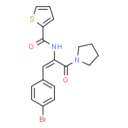 ChemSpider 2D Image | N-[(1E)-1-(4-Bromophenyl)-3-oxo-3-(1-pyrrolidinyl)-1-propen-2-yl]-2-thiophenecarboxamide | C18H17BrN2O2S