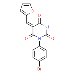 ChemSpider 2D Image | (5E)-1-(4-Bromophenyl)-5-(2-furylmethylene)-2,4,6(1H,3H,5H)-pyrimidinetrione | C15H9BrN2O4