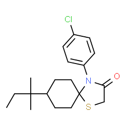 ChemSpider 2D Image | 4-(4-Chlorophenyl)-8-(2-methyl-2-butanyl)-1-thia-4-azaspiro[4.5]decan-3-one | C19H26ClNOS