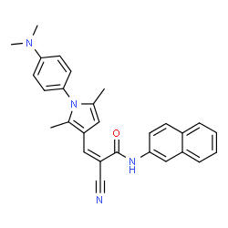 ChemSpider 2D Image | (2Z)-2-Cyano-3-{1-[4-(dimethylamino)phenyl]-2,5-dimethyl-1H-pyrrol-3-yl}-N-(2-naphthyl)acrylamide | C28H26N4O