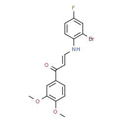 ChemSpider 2D Image | (2E)-3-[(2-Bromo-4-fluorophenyl)amino]-1-(3,4-dimethoxyphenyl)-2-propen-1-one | C17H15BrFNO3