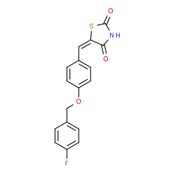 ChemSpider 2D Image | (5E)-5-{4-[(4-Fluorobenzyl)oxy]benzylidene}-1,3-thiazolidine-2,4-dione | C17H12FNO3S