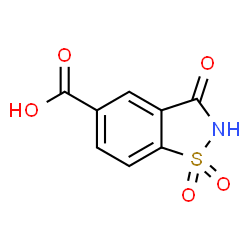 ChemSpider 2D Image | 3-Oxo-2,3-dihydro-1,2-benzothiazole-5-carboxylic acid 1,1-dioxide | C8H5NO5S