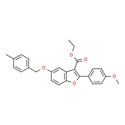 ChemSpider 2D Image | Ethyl 2-(4-methoxyphenyl)-5-[(4-methylbenzyl)oxy]-1-benzofuran-3-carboxylate | C26H24O5