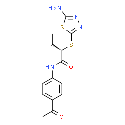 ChemSpider 2D Image | (2S)-N-(4-Acetylphenyl)-2-[(5-amino-1,3,4-thiadiazol-2-yl)sulfanyl]butanamide | C14H16N4O2S2