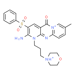 ChemSpider 2D Image | 2-Amino-8-methyl-1-[3-(morpholin-4-ium-4-yl)propyl]-5-oxo-3-(phenylsulfonyl)-1,5-dihydrodipyrido[1,2-a:2',3'-d]pyrimidin-6-ium | C25H29N5O4S