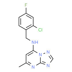 ChemSpider 2D Image | N-(2-Chloro-4-fluorobenzyl)-5-methyl[1,2,4]triazolo[1,5-a]pyrimidin-7-amine | C13H11ClFN5
