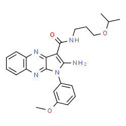 ChemSpider 2D Image | 2-Amino-N-(3-isopropoxypropyl)-1-(3-methoxyphenyl)-1H-pyrrolo[2,3-b]quinoxaline-3-carboxamide | C24H27N5O3