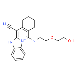 ChemSpider 2D Image | 6-Cyano-11-{[2-(2-hydroxyethoxy)ethyl]amino}-7,8,9,10-tetrahydro-5H-[3,1]benzimidazo[1,2-b]isoquinolin-12-ium | C20H23N4O2