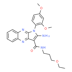 ChemSpider 2D Image | 2-Amino-1-(2,4-dimethoxyphenyl)-N-(3-ethoxypropyl)-1H-pyrrolo[2,3-b]quinoxaline-3-carboxamide | C24H27N5O4