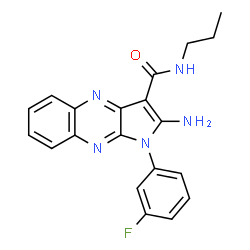 ChemSpider 2D Image | 2-Amino-1-(3-fluorophenyl)-N-propyl-1H-pyrrolo[2,3-b]quinoxaline-3-carboxamide | C20H18FN5O