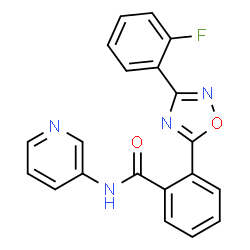 ChemSpider 2D Image | 2-[3-(2-Fluorophenyl)-1,2,4-oxadiazol-5-yl]-N-(3-pyridinyl)benzamide | C20H13FN4O2