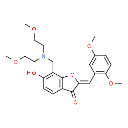 ChemSpider 2D Image | (2Z)-7-{[Bis(2-methoxyethyl)amino]methyl}-2-(2,5-dimethoxybenzylidene)-6-hydroxy-1-benzofuran-3(2H)-one | C24H29NO7