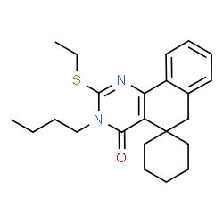 ChemSpider 2D Image | 3-Butyl-2-(ethylsulfanyl)-3H-spiro[benzo[h]quinazoline-5,1'-cyclohexan]-4(6H)-one | C23H30N2OS