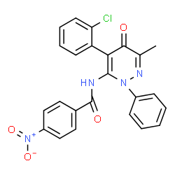 ChemSpider 2D Image | N-[4-(2-Chlorophenyl)-6-methyl-5-oxo-2-phenyl-2,5-dihydro-3-pyridazinyl]-4-nitrobenzamide | C24H17ClN4O4