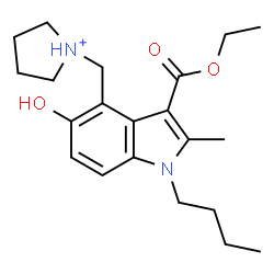 ChemSpider 2D Image | 1-{[1-Butyl-3-(ethoxycarbonyl)-5-hydroxy-2-methyl-1H-indol-4-yl]methyl}pyrrolidinium | C21H31N2O3