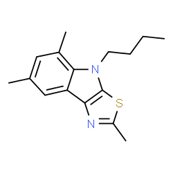 ChemSpider 2D Image | 4-Butyl-2,5,7-trimethyl-4H-[1,3]thiazolo[5,4-b]indole | C16H20N2S