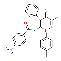 ChemSpider 2D Image | N-[6-Methyl-2-(4-methylphenyl)-5-oxo-4-phenyl-2,5-dihydro-3-pyridazinyl]-4-nitrobenzamide | C25H20N4O4