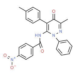 ChemSpider 2D Image | N-[6-Methyl-4-(4-methylphenyl)-5-oxo-2-phenyl-2,5-dihydro-3-pyridazinyl]-4-nitrobenzamide | C25H20N4O4