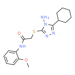 ChemSpider 2D Image | 2-[(4-Amino-5-cyclohexyl-4H-1,2,4-triazol-3-yl)sulfanyl]-N-(2-methoxyphenyl)acetamide | C17H23N5O2S